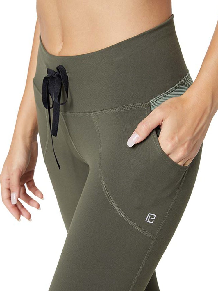 Geo Legging Army & Olive | BodyLanguageSportswear | ARMY/L.T.OLIVE | product | Back by popular demand, the Geo Legging is our midrise silhouette that features a contrasting back, 