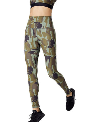 Sculpt Legging Camo | BodyLanguageSportswear | OLIVE CAMO | product | The Sculpt Legging is a Body Language signature design that features a wide waistband and slimming f